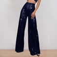 thumbnail image 2 of Stylish Women's Casual Sequined High Waist Wide Leg Flare Trousers with Sparkling Embellishments for Evening Party Outfits Elastic High Waisted Straight Leg Pull On Trousers, 2 of 6
