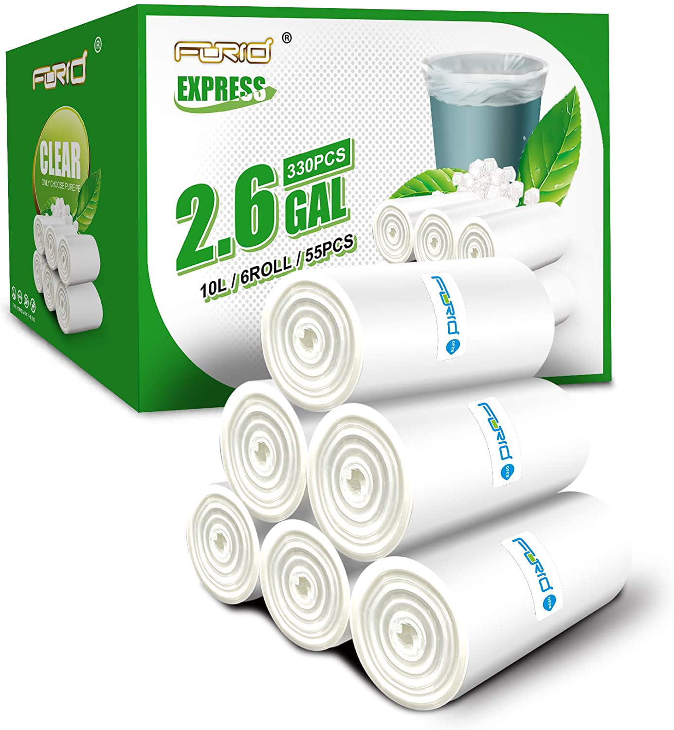 440 Count CCLINERS 2-3 Gallon Clear Small Garbage Bags bathroom Trash Bags 