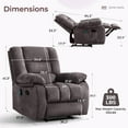 thumbnail image 6 of Bonzy Home 36'' Massage Recliner Chair with Heat and Vibration – Soft Fabric Manual Reclining Chair for Living Room and Bedroom – Gray, 6 of 12