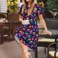 thumbnail image 3 of Naloa Skull rainbow star mushroom Print Womens Summer A-Line Dress with Pockets,Short Sleeve Dresses,Flowy Beach Swing Dress for Vacation Travel, 3 of 6