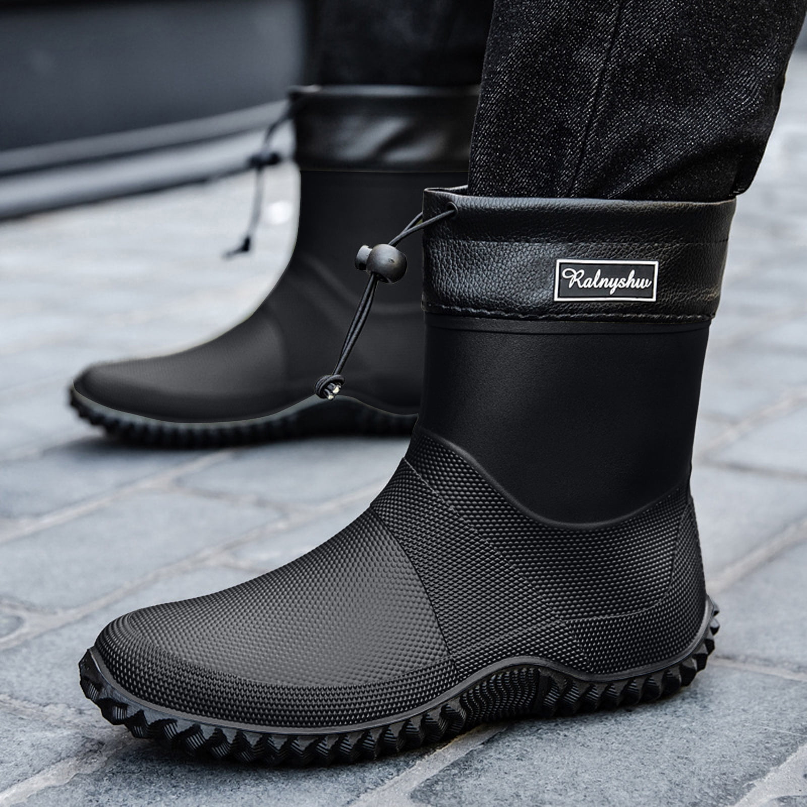 Mepaouo Women's Mid Calf Rain Boots Lightweight Water Garden Shoes Durable Non Slip Rubber Rainboots
