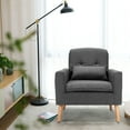 thumbnail image 5 of Costway Accent Chair Upholstered Linen Armchair Sofa Chair w/Waist Pillow Grey, 5 of 12