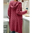 thumbnail image 4 of Sherrylily Women Cable Knit Cardigan Open Front Long Pocket Hooded Casual Outwear Sweater, 4 of 5