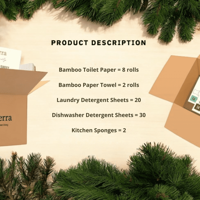 Green Dorm Essentials – Essentials Kit for Students (Paper Towel, Toilet Paper, Kitchen Sponges, Dishwasher & Laundry Detergent Sheets)