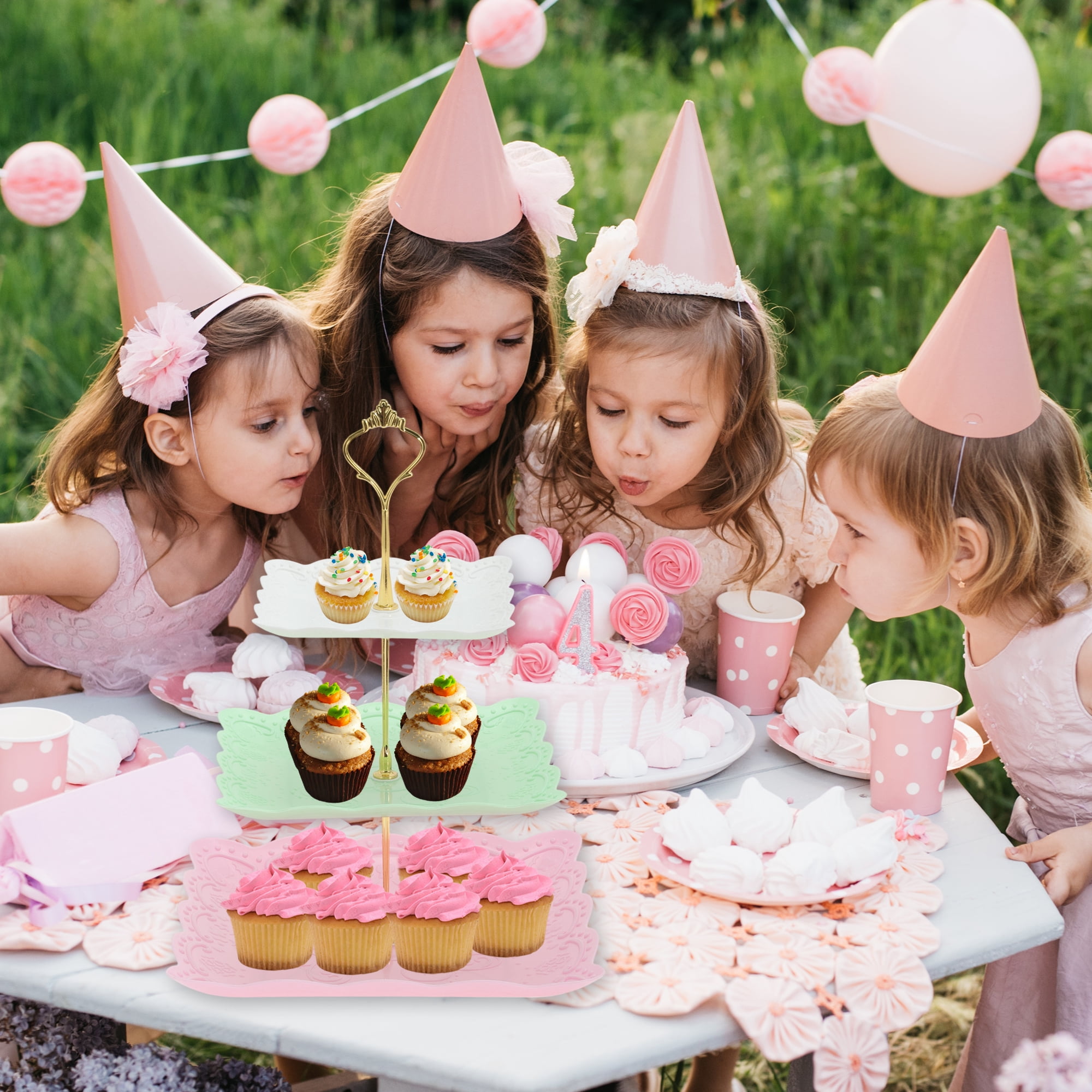 Unique Bargains 3 Tier Dessert Cupcake Stand Holder Square Cup Cake Holder Tower1