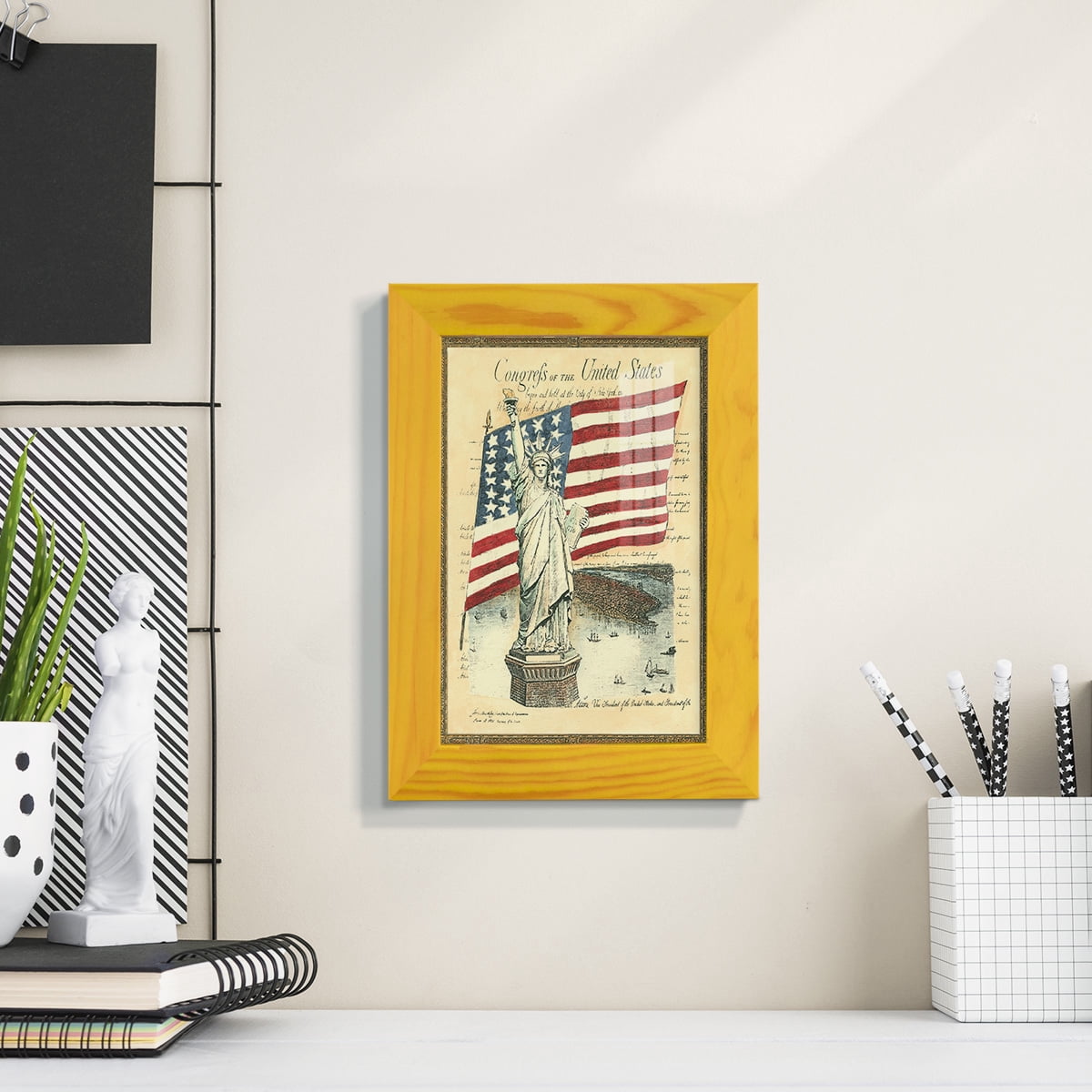 USE D # Proud To Be An American I -Framed Print w/glass-Sunflower Yellow