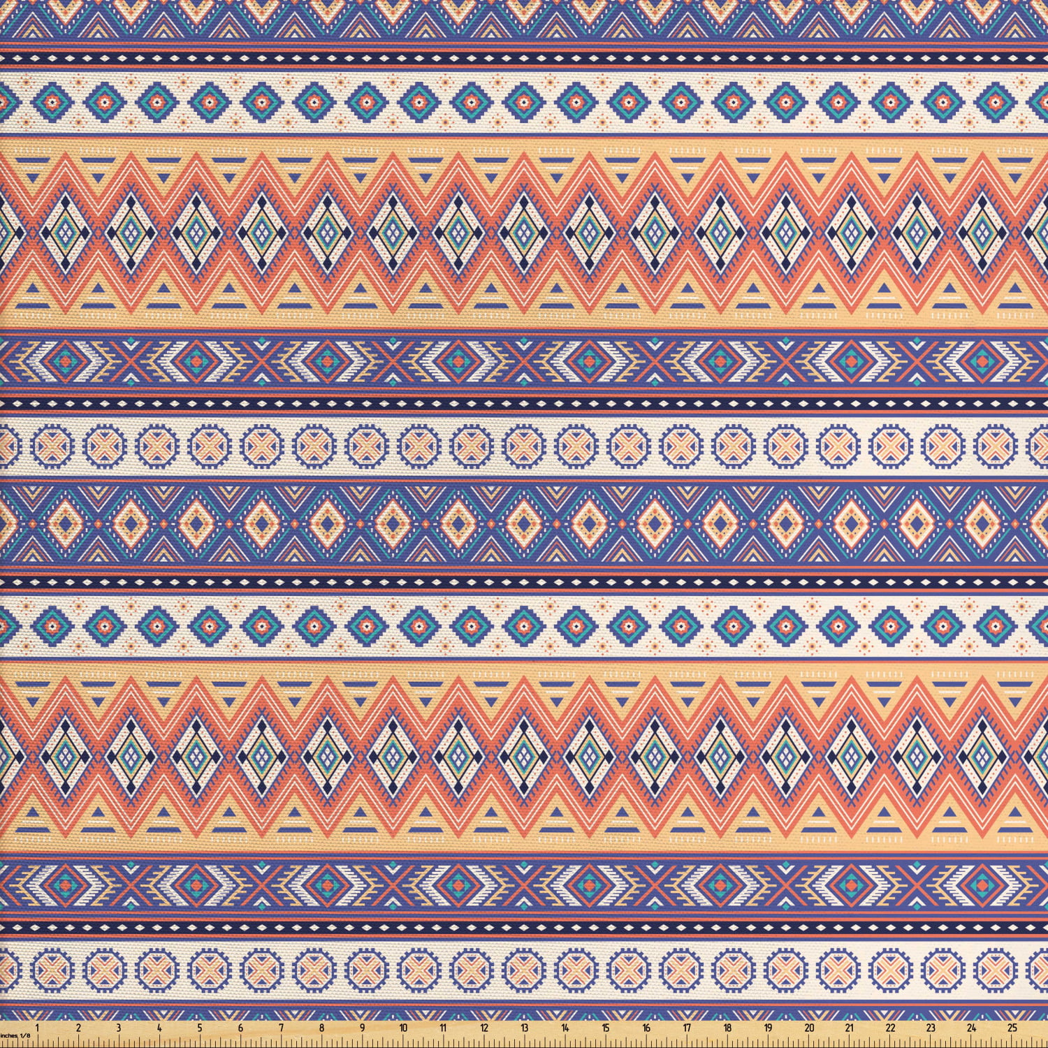 Aztec Fabric by The Yard, Repetitive Mexican Inspired Ornamental Lines ...