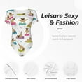 thumbnail image 6 of Daiia Yoga Dogs Poses print Women's Crew Neck Short Sleeve Bodysuit Fashion Tops Fit Casual Basic Extender Bodysuit-Medium, 6 of 9