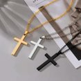 thumbnail image 2 of Cross Pendant Necklace Stainless Steel Cuban Chain Silver Plated Gold Men Women, 2 of 3