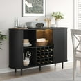 thumbnail image 5 of Onbrill 55" Wine Bar Cabinet with LED Light,Modern Liquor Whiskey Coffee Station with Wine Rack and Glass Holder, Farmhouse Large Buffet Sideboard for Dining Room, Living Room, Kitchen,  Black, 5 of 9