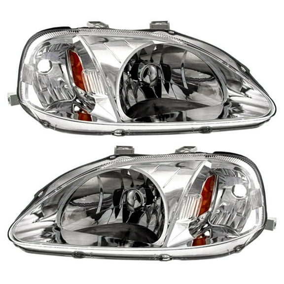 New Pair Of Headlights Compatible With Honda Civic Dx Ex Hx Si Coupe 1.6L 1999 2000 By Part Number 33101-S01-A02 33151-S01-A02