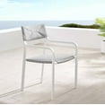 thumbnail image 2 of Side Dining Chair Armchair, Aluminum, Metal, Steel, White Grey Gray, Modern Contemporary Urban Design, Outdoor Patio Balcony Cafe Bistro Garden Furniture Hotel Hospitality, 2 of 8