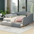 thumbnail image 2 of Churanty Upholstery Full Size Vintage Wooden Full Sofa Bed, Gray, 2 of 14