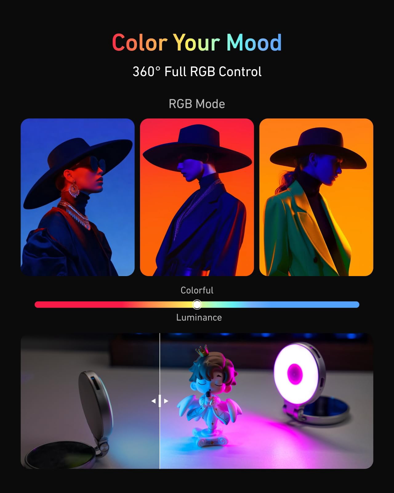 Upgraded 4-in-1 Magnetic Rgb Selfie Ring Light With Mirror & Phone Stand  Rechargeable Portable Clip On Fill For Vlogging Makeup Photography Streaming