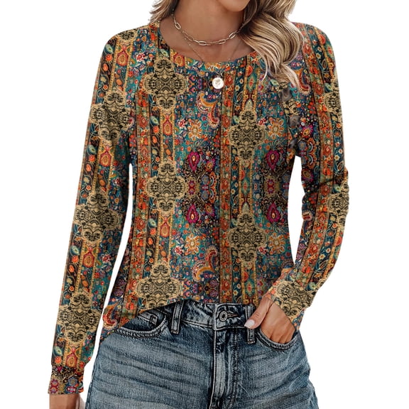 Zeagoo Womens Long Sleeve T-shirts Casual Fall Tunic Tops Work Fashion Cute Sweaters Button Design