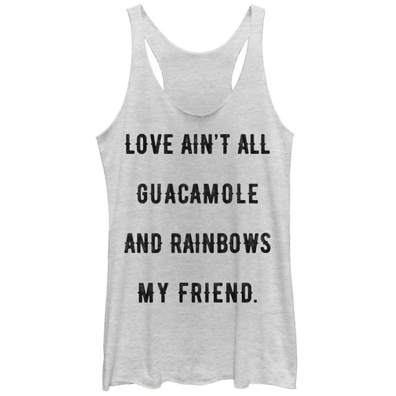 Women's CHIN UP Love Ain't Guacamole  Racerback Tank Top White Heather Large