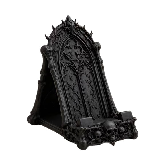 Gothic Cathedral Skull Decorative Cell Phone Stand, Retro Resin Desktop Phone Holder, Adjustable Portable Smartphone Support for Desk Bedroom Halloween Home Table Decor