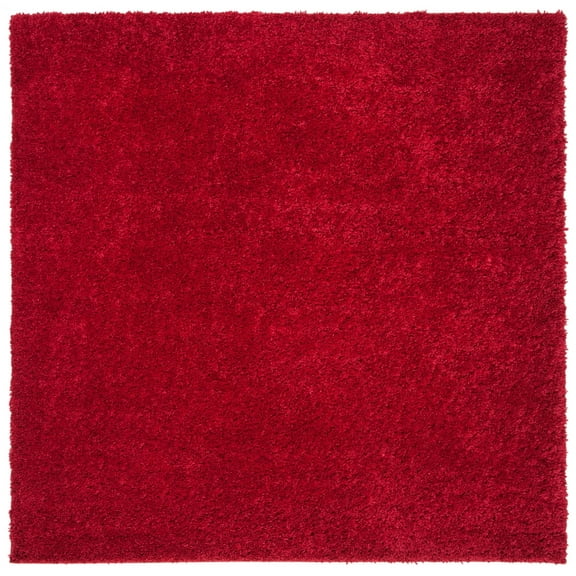 SAFAVIEH August Carlene Solid Plush Shag Area Rug, Red, 9' x 9' Square