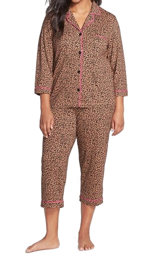 DKNY DKNY NEW Brown Womens Size 2X Plus Leopard Print Capri Pajama