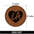thumbnail image 2 of LA Louisiana State in Heart 2.5" Faux Leather Round Engraved Iron-On Patch - Brown, 2 of 6