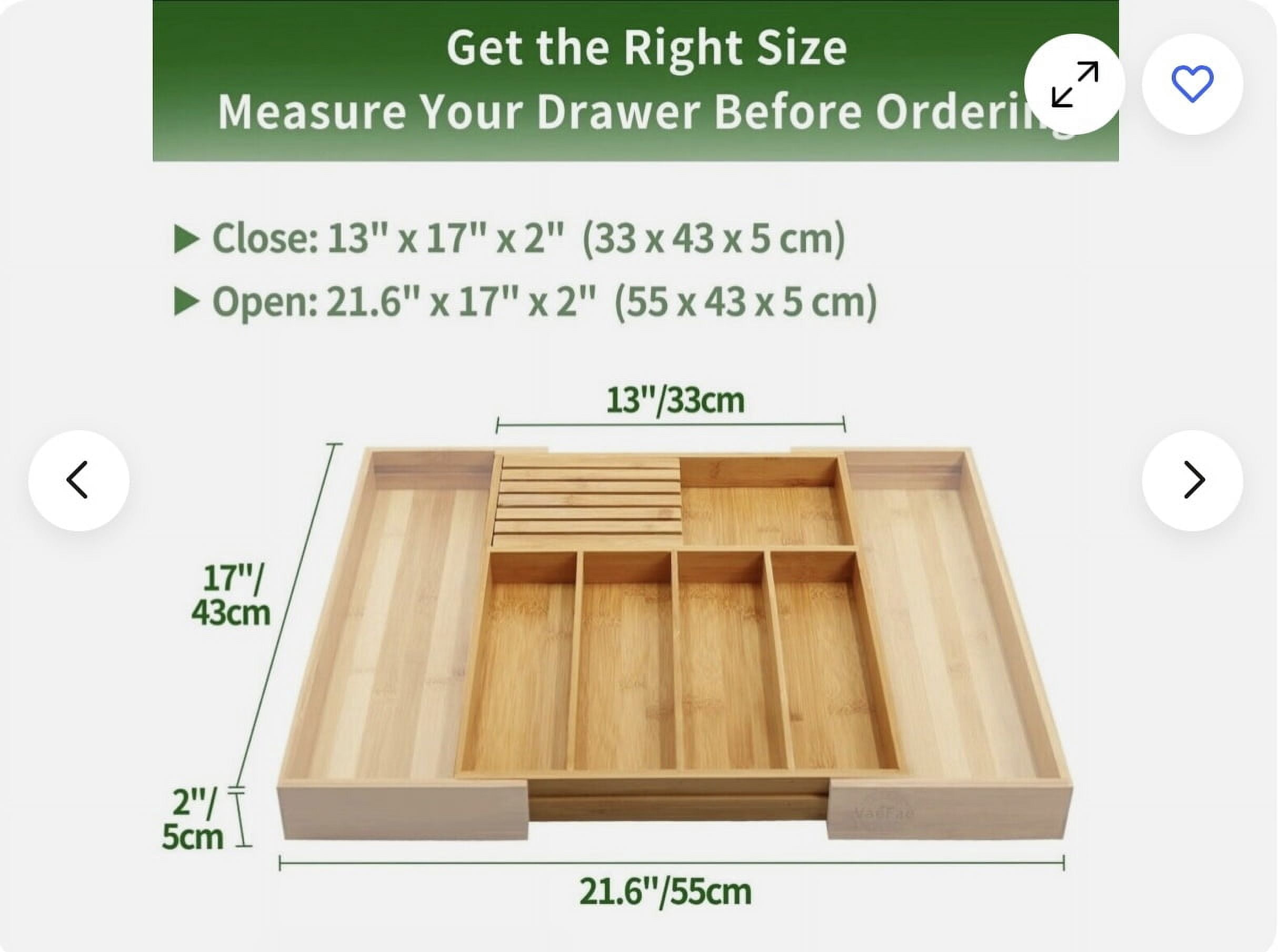 Bamboo Silverware Drawer Organizer Kitchen Expandable Utensil Holder and Cutlery