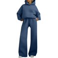 thumbnail image 2 of Two Piece Set for Women, Oversized Hoodie and Wide Leg Sweatpants Set, Solid Color Casual Matching Outfit, Women's Loungewear Set for Daily Wear, Lounge, and Casual Outfit Navy, 2 of 4