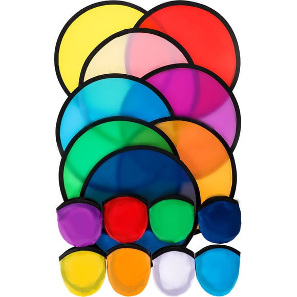 Juego de ventiladores plegables con forma de disco volador Gejoy, 24 piezas, 8 colores