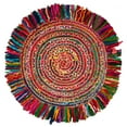 thumbnail image 2 of SAFAVIEH Cape Cod Victoria Braided Area Rug, 3' x 3' Round, Ivory/Red, 2 of 5