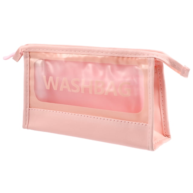 Bolsas de maquillaje Unique Bargains transparentes impermeables para viajes Rosa Mediano