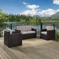 thumbnail image 2 of Afuera Living Transitional 3 Piece Wicker Patio Sofa Set in Brown and Gray, 2 of 6