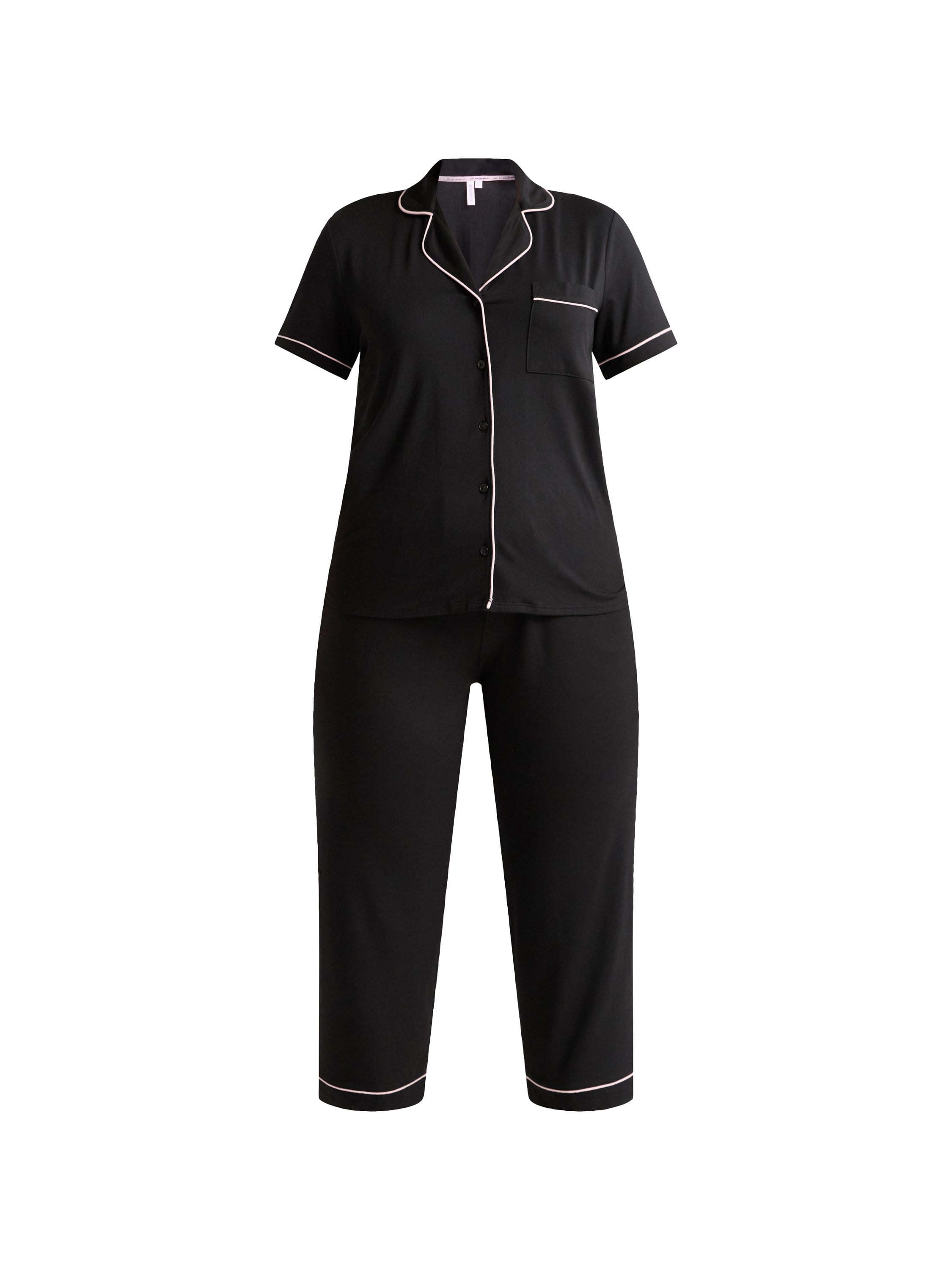 Joyspun Women's Dreamy Soft Collection Notch Collar Short Sleeve Knit Top & Capri Pajama Set, 2-Piece, Sizes XS-3X