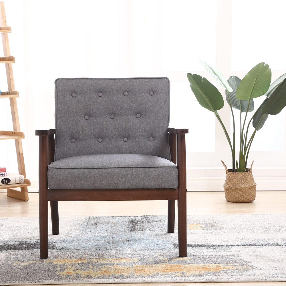 UBesGoo Club Chair Mid Century Modern Solid Wood & Fabric Lounge Arm