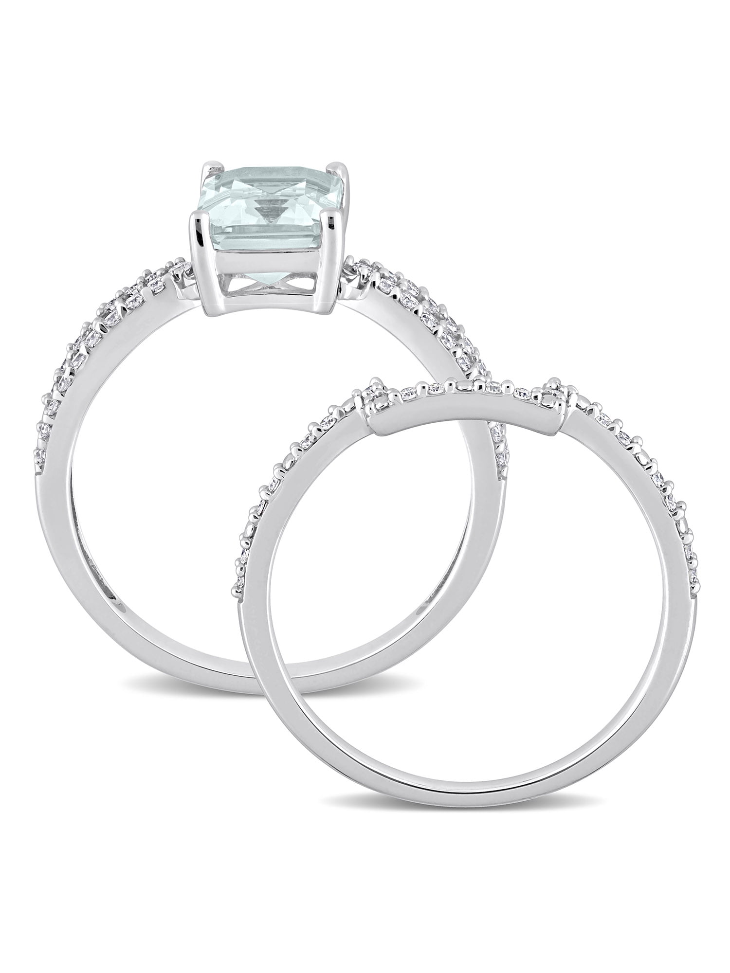 Everly Women's Aquamarine 14k White Gold Bridal Set