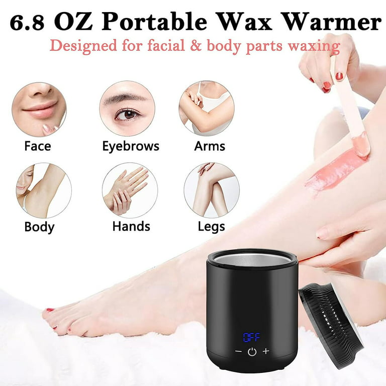 Wax Warmer for Hair Removal, Small Portable Digital Wax Melt Heater Machine  for SPA Salon Brow Body Nose Hair Upper Lip Waxing with 100 Wax Sticks 