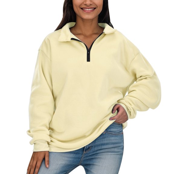 EDFBUYKRS Female Long Sleeve Sweatshirt V Neck Sweatshirts for Women Casual Long Sleeve Tops Oversized Sweatshirt with Pockets Size Xxxl