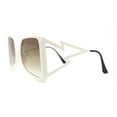 thumbnail image 3 of Womens Lightening Bolt Arm Oversized Butterfly Designer Diva Sunglasses White - Brown, 3 of 4