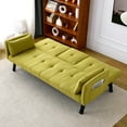 thumbnail image 3 of Aukfa 70" Convertible Futon Sofa Bed for Home Office, Linen Loveseat with Cup Holder, Green, 3 of 11