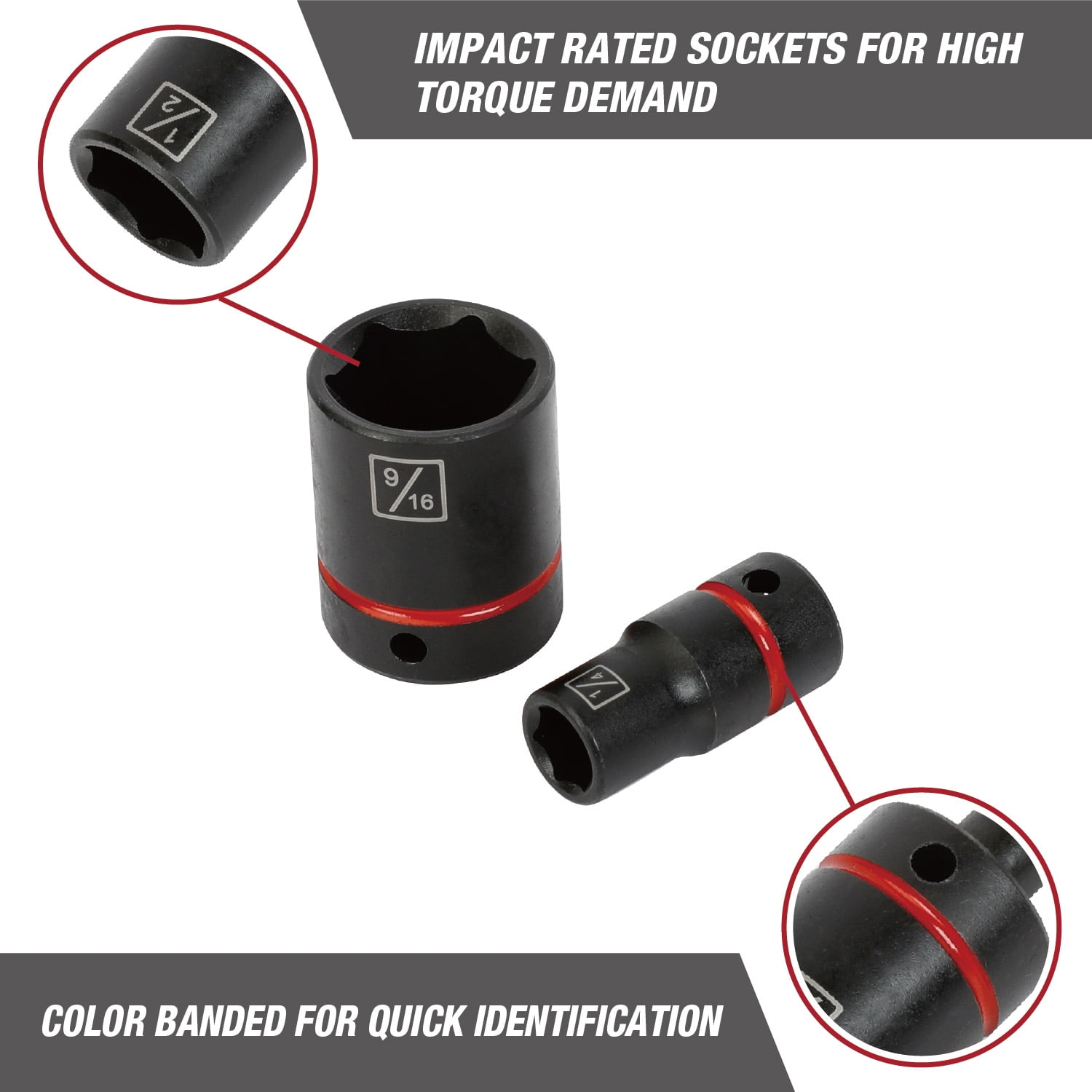 Hyper Tough 8-Piece 1/4-inch Drive Impact Socket Set (SAE)