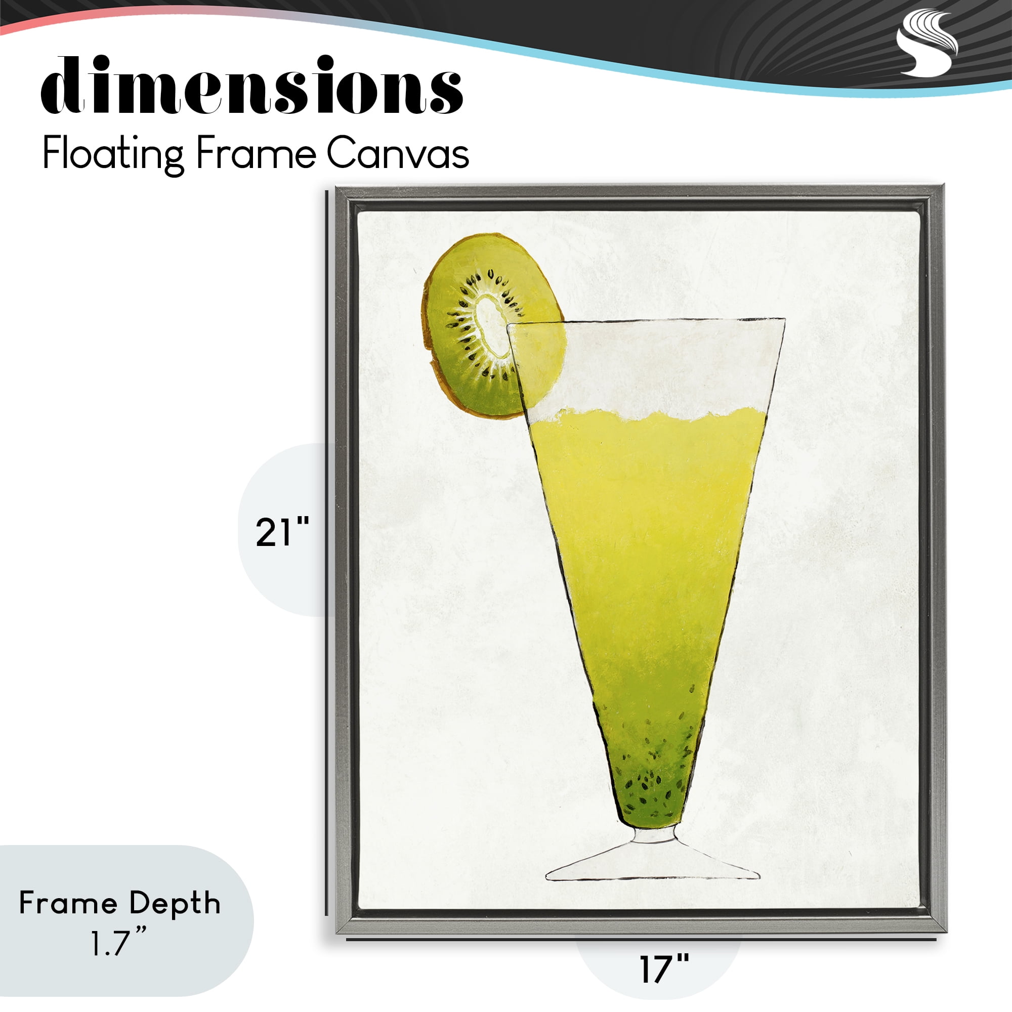 Stupell Industries Summer Cocktail Kiwi Slice Gray Framed Floater Canvas Wall Art, design by Lorenzo Collective