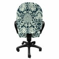 thumbnail image 3 of Vintage Office Chair Slipcover, Victorian Baroque Foliage Leaves Pattern with Ornamental Swirls, Protective Stretch Decorative Fabric Cover, Standard Size, Sage Green Dark Blue, by Ambesonne, 3 of 5
