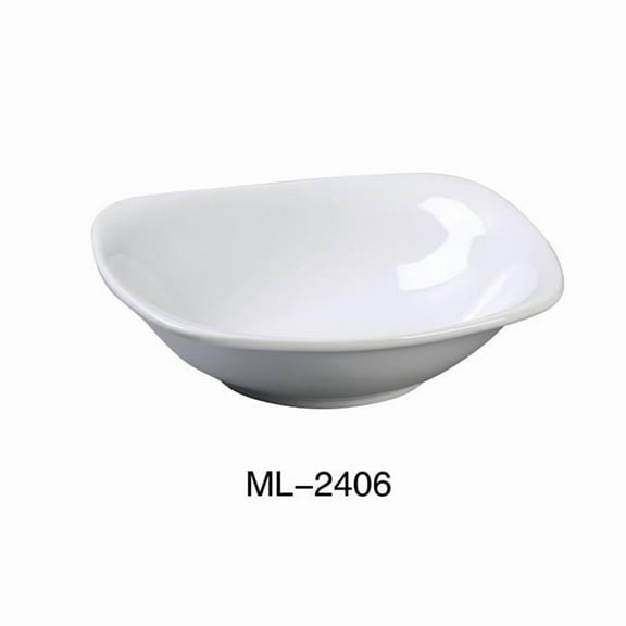 Yanco ML-2406 6.5 x 1.75 in. Mainland Porcelain Square Bowl with Rounded Corner, Super White - 12 oz - Pack of 36