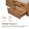 thumbnail image 7 of Rustic Storage Bench with 2 Drawers, Entryway Bench with Hidden Storage Space and 3 False Drawers at The Top, Wood Shoe Bench with Upholstered Cushion for Living Room, Entryway, Bedroom, 7 of 7