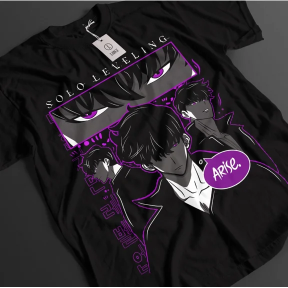 VINTAGE Solo Leveling Shirt Sung Jinwoo Tshirt Haein T-Shirt Beru Top Igris Anime Tee