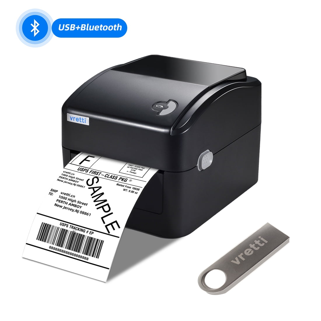 VRETTI Black 4 x 6 Thermal Shipping Label Printer, Label Printer for Shipping Packages, Compatible with Shopify, USPS, Fedex.