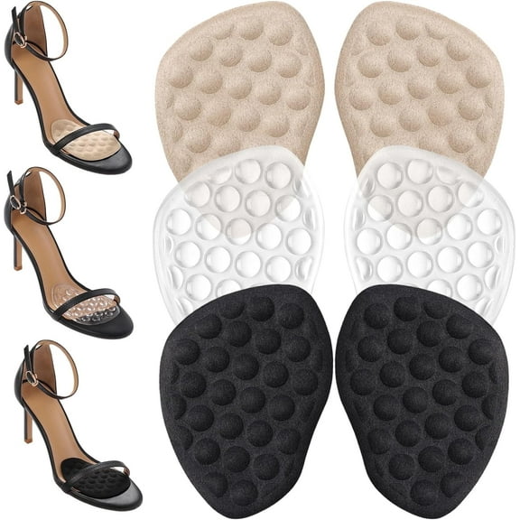 3Pair Metatarsal Pads Women Ball of Foot Cushions for Women Shoe Pads for Women Shoes That are Too Big Shoe Pads Non Slip Pads for Shoes Stop Feet from Sliding Forward in Heels High Heel Inserts