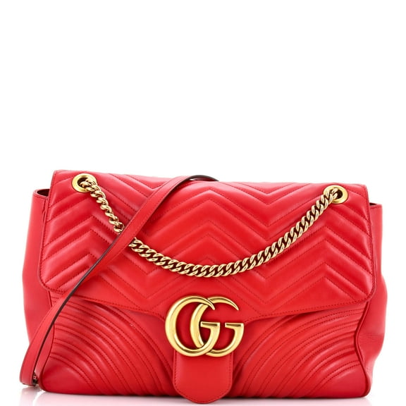Pre-Owned GG Marmont Flap Bag Matelasse Leather Large By Rebag