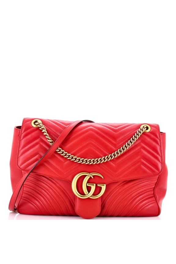 Pre-Owned GG Marmont Flap Bag Matelasse Leather Large By Rebag