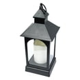 thumbnail image 1 of Gerson 42966 - 13.75" x 6" Black Plastic Lantern Wavy Edge Battery Operated LED Bisque Resin Candle Light with Timer, 1 of 1