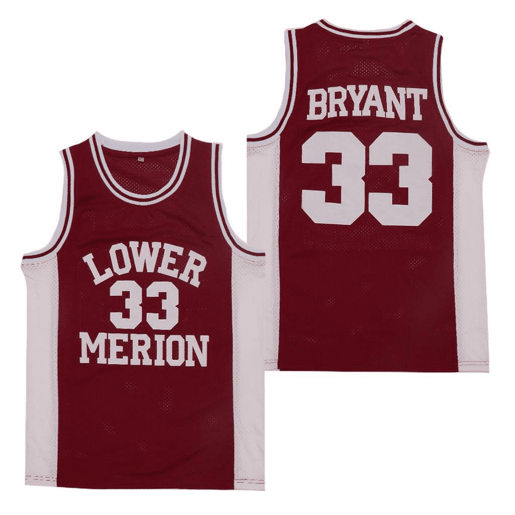 Basketball jerseys Lower Merion 33 Kobe Bryant High ScHool Jersey Sewing Embroidery Outdoor sportswear Hip Hop Movie Red White LS - Walmart.ca