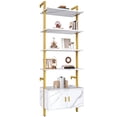 thumbnail image 2 of Simple Wisdom 6 Layer Librero Con gabinete, Wall Mounted Librero Organizador, Open Estante Organizador, Librero Madera, Librero Minimalista Suitable for Home Office,Bedroom,Living Room (Blanco Marmol), 2 of 9